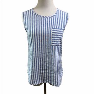 J Crew Sleeveless Pocket Linen Blouse